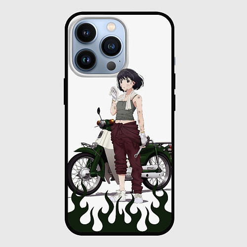 Чехол iPhone 13 Pro Когума и её Honda Super Cub - Супер Каб / 3D-Черный – фото 1