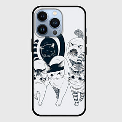 Чехол для iPhone 13 Pro Любопытные кошки, цвет: 3D-черный