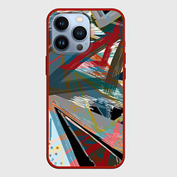 Чехол для iPhone 13 Pro Абстрактный многоцветный узор, цвет: 3D-красный
