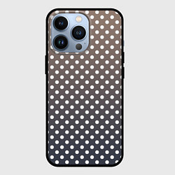 Чехол для iPhone 13 Pro Белый горошек на сером, коричневом градиенте, цвет: 3D-черный