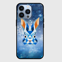 Чехол для iPhone 13 Pro Синий абстрактный кролик, цвет: 3D-черный