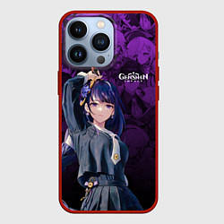 Чехол для iPhone 13 Pro Сёгун Райден - Геншин паттерн, цвет: 3D-красный