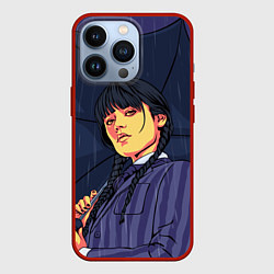 Чехол для iPhone 13 Pro Уэнсдэй с зонтом, цвет: 3D-красный