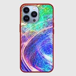 Чехол для iPhone 13 Pro Абстрактные разноцветные молнии, цвет: 3D-красный