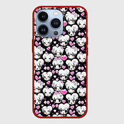 Чехол для iPhone 13 Pro Ахегао и сердечки, цвет: 3D-красный