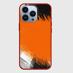 Чехол для iPhone 13 Pro Желто-черный узор Мазки краски, цвет: 3D-красный