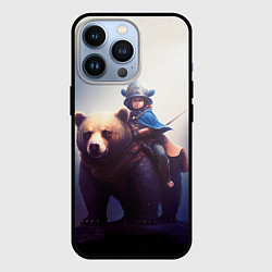 Чехол для iPhone 13 Pro Медвежий наездник, цвет: 3D-черный
