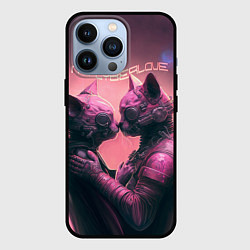 Чехол для iPhone 13 Pro Влюбленные кибер-котики, цвет: 3D-черный