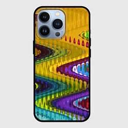 Чехол для iPhone 13 Pro Абстрактные разноцветные волны, цвет: 3D-черный