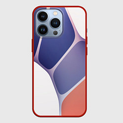 Чехол для iPhone 13 Pro Узор из синих, фиолетовых, белых и оранжевых камне, цвет: 3D-красный