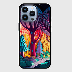 Чехол для iPhone 13 Pro Сказочный лес на закате солнца, цвет: 3D-черный