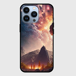 Чехол для iPhone 13 Pro Млечный Путь, как небесное творение над ландшафтом, цвет: 3D-черный