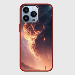 Чехол для iPhone 13 Pro Галактика над живописным пейзажем, цвет: 3D-красный
