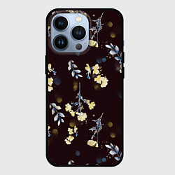 Чехол для iPhone 13 Pro Акварельный паттерн на темном фоне, цвет: 3D-черный