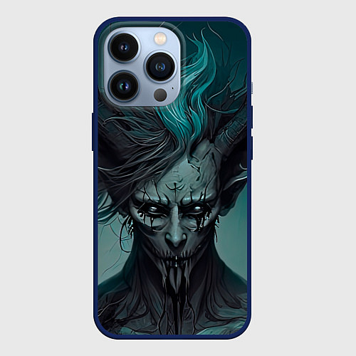 Чехол iPhone 13 Pro Демон леса / 3D-Тёмно-синий – фото 1