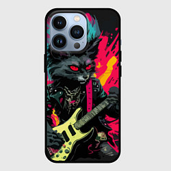 Чехол для iPhone 13 Pro Rocker Cat on a dark background - C-Cats collectio, цвет: 3D-черный