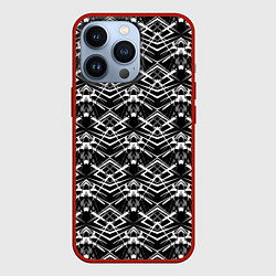Чехол для iPhone 13 Pro Черно-белый модерн узор, цвет: 3D-красный