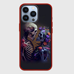 Чехол для iPhone 13 Pro Пара скелетов, цвет: 3D-красный