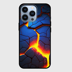 Чехол для iPhone 13 Pro Яркая неоновая лава, разломы, цвет: 3D-черный