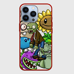 Чехол для iPhone 13 Pro Коллаж персонажей, цвет: 3D-красный