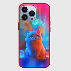 Чехол для iPhone 13 Pro Милый котенок - тай-дай, цвет: 3D-красный