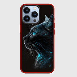 Чехол для iPhone 13 Pro Кошечка с голубыми глазами, цвет: 3D-красный