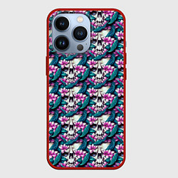 Чехол для iPhone 13 Pro Черепа заросшие цветами, цвет: 3D-красный