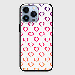 Чехол для iPhone 13 Pro Разноцветные сердечки для дня святого валентина, цвет: 3D-черный