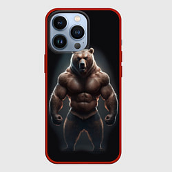 Чехол для iPhone 13 Pro Сильный медведь спортсмен, цвет: 3D-красный