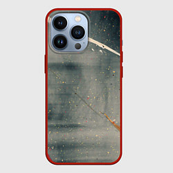 Чехол для iPhone 13 Pro Серый туман и красные, оранжевые, белые мазки крас, цвет: 3D-красный