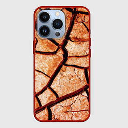 Чехол для iPhone 13 Pro Треснувшая земля, цвет: 3D-красный