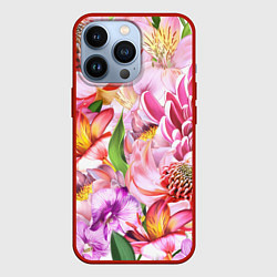 Чехол для iPhone 13 Pro Цветочный рай, цвет: 3D-красный