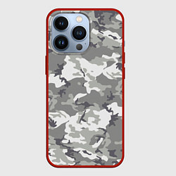 Чехол для iPhone 13 Pro Снежный камуфляж, цвет: 3D-красный