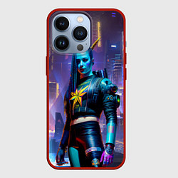 Чехол для iPhone 13 Pro Cyberpunk - brave girl - neural network, цвет: 3D-красный
