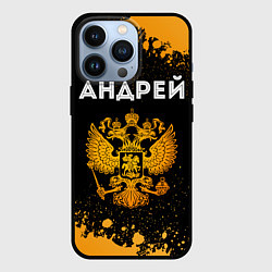 Чехол для iPhone 13 Pro Андрей и зологой герб РФ, цвет: 3D-черный