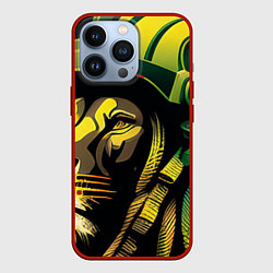 Чехол для iPhone 13 Pro Раста Лев в каске, цвет: 3D-красный