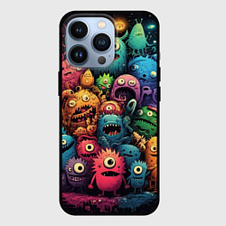 Чехол для iPhone 13 Pro Карнавал веселых монстриков, цвет: 3D-черный