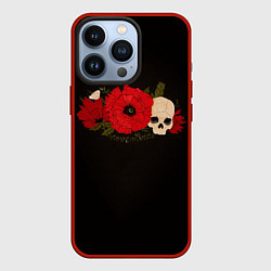 Чехол для iPhone 13 Pro Череп среди цветов, цвет: 3D-красный