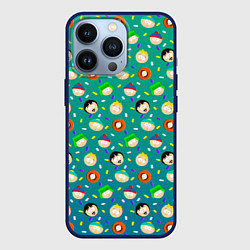 Чехол для iPhone 13 Pro Южный Парк - паттерн персонажи, цвет: 3D-тёмно-синий
