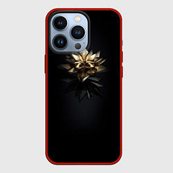 Чехол для iPhone 13 Pro Геометрическая золотая лилия, цвет: 3D-красный