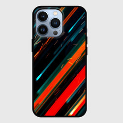Чехол для iPhone 13 Pro Искры огня на полосах, цвет: 3D-черный