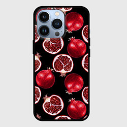 Чехол для iPhone 13 Pro Гранаты на черном фоне - паттерн, цвет: 3D-черный