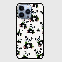 Чехол для iPhone 13 Pro Панды и бамбук, цвет: 3D-черный