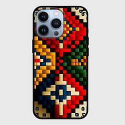 Чехол для iPhone 13 Pro Русский узор крестиком, цвет: 3D-черный
