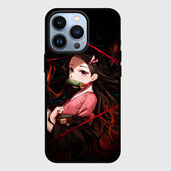 Чехол для iPhone 13 Pro Nezuko Demon Slayer art, цвет: 3D-черный