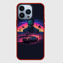 Чехол для iPhone 13 Pro Zombie Retrowave, цвет: 3D-красный