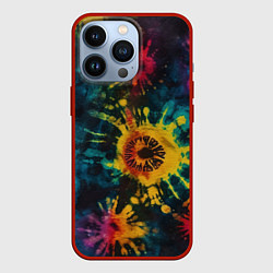 Чехол для iPhone 13 Pro Тай дай на темном фоне: арт нейросети, цвет: 3D-красный