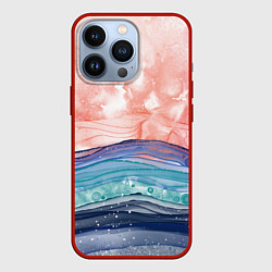Чехол для iPhone 13 Pro Абстрактный пейзаж рассвет над морем, цвет: 3D-красный