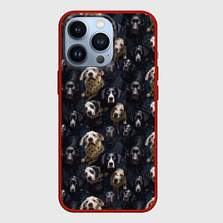Чехол для iPhone 13 Pro Паттерн из собак, цвет: 3D-красный