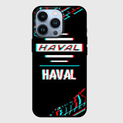 Чехол для iPhone 13 Pro Значок Haval в стиле glitch на темном фоне, цвет: 3D-черный